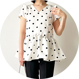 スカラップ切り替え 半袖 ブラウス Liala×PG