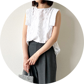 ジャガード プチスリーブ ブラウス Liala×PG