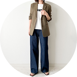 ライトデニム ワイドストレート パンツ Liala×PG