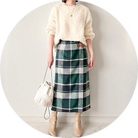 チェックベルト付き ラップ スカート Liala×PG