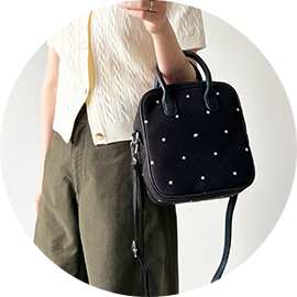 キャンバス地 ドット 刺しゅう バッグ Liala×PG