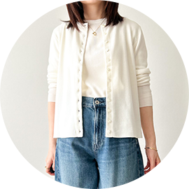 クルーネック カーディガン & 半袖 ニット アンサンブル Liala×PG