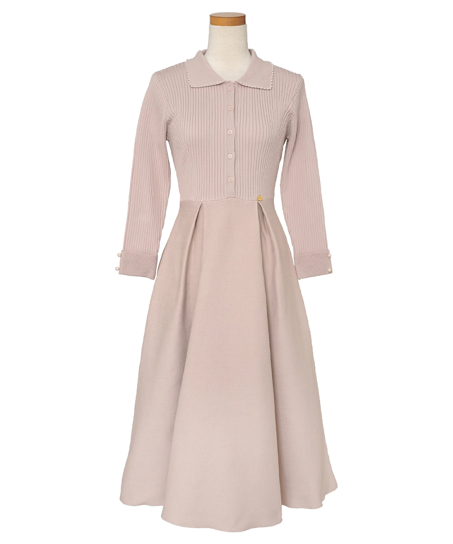 パールトリム 襟付き ニット ワンピース le reve vaniller