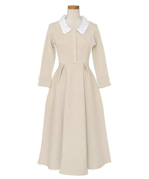 フラワー 襟付き ニット ワンピース le reve vaniller