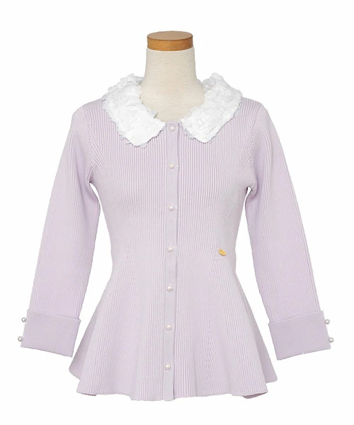 フラワー 襟付き ニット ペプラム le reve vaniller