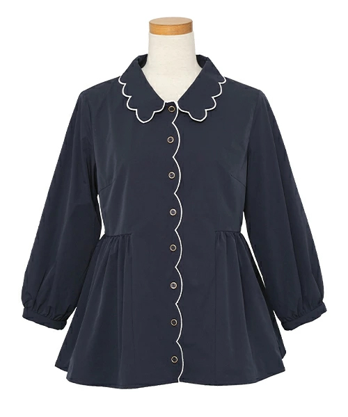 撥水 スカラップ 襟 ブラウス le reve vaniller