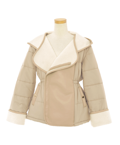 ボア＆レザー デザイン フェイクダウン コート le reve vaniller