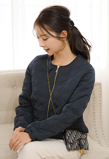 2WAY ショート丈 キルティング ノーカラー中綿 ジャケット le reve vaniller