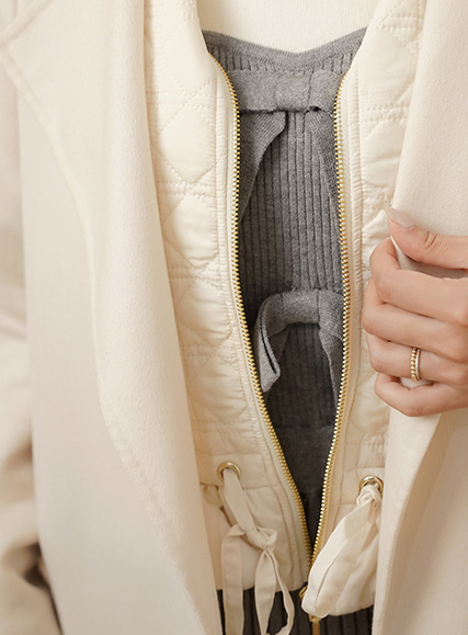 2WAY ショート丈 キルティング ノーカラー中綿 ジャケット le reve vaniller