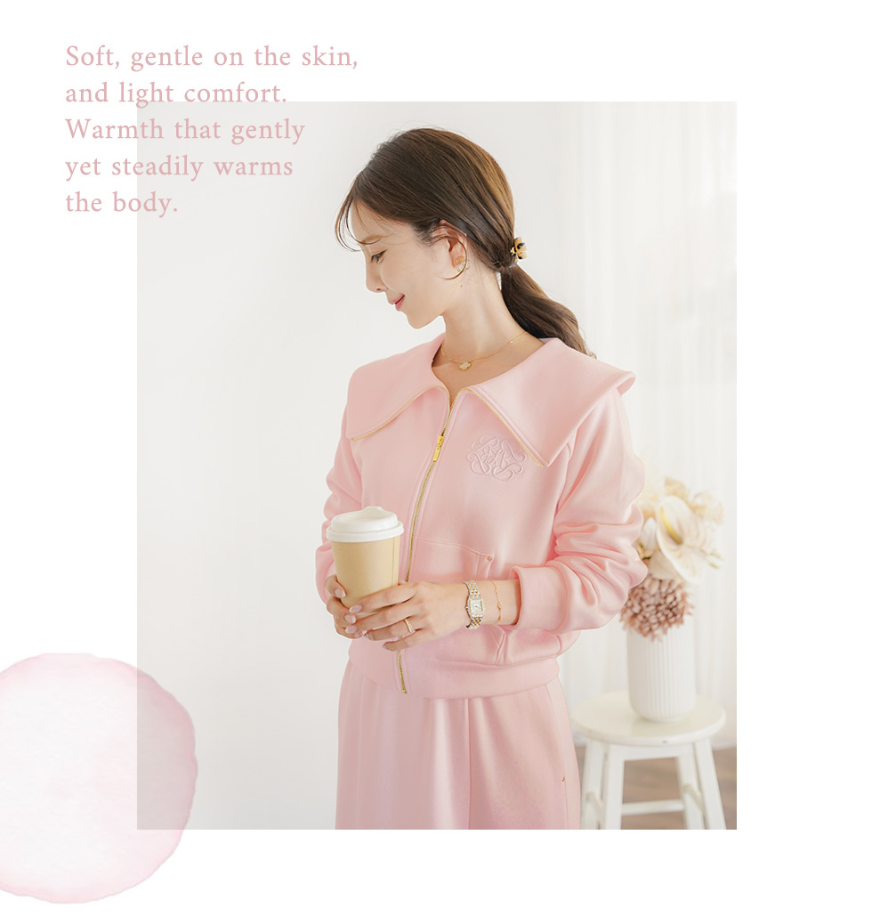 裏起毛 襟付き ジップアップ スウェット ＆ 裏起毛 マーメイド ロング スカート　le reve vaniller