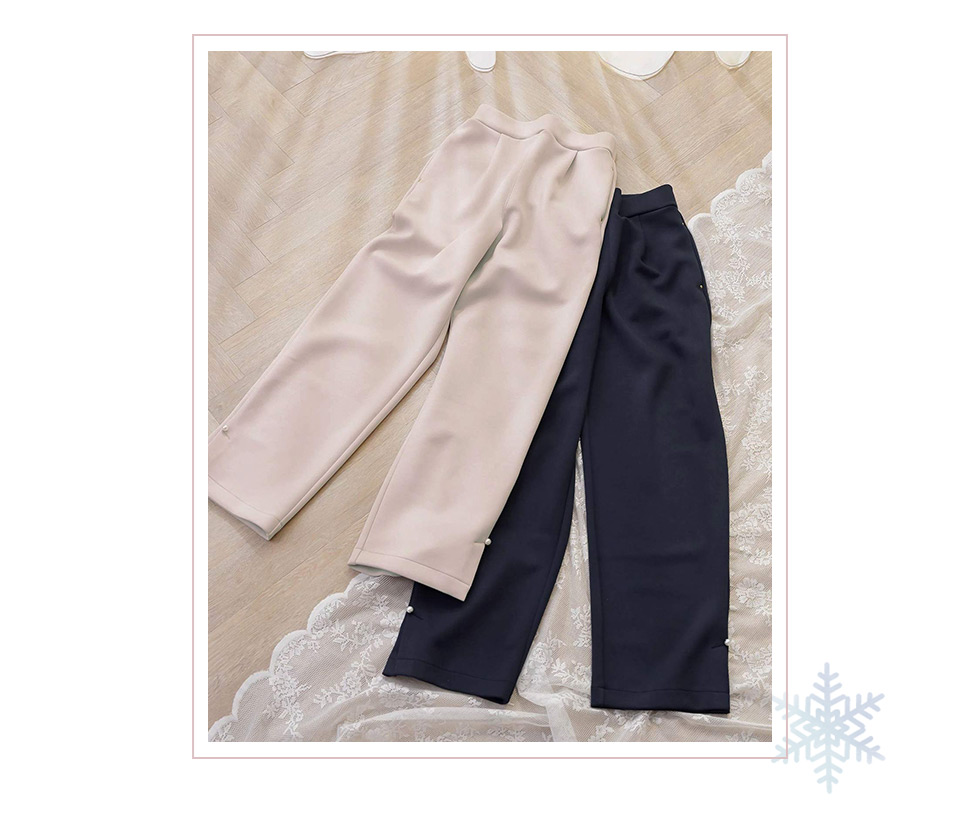 パール付き ダンボールニット リラックス パンツ le reve vaniller