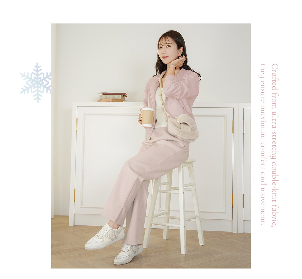 パール付き ダンボールニット リラックス パンツ le reve vaniller