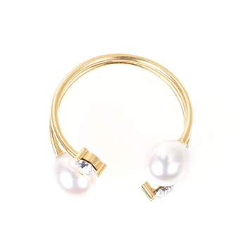 ツイン パール クリスタル リング