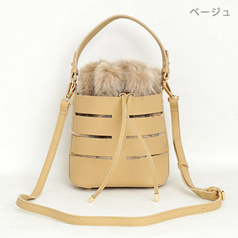 フェイクレザー ＆ エコファー ポーチ 3Way ショルダーバッグ