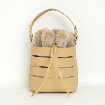 フェイクレザー ＆ エコファー ポーチ 3Way ショルダーバッグ