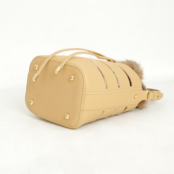 フェイクレザー ＆ エコファー ポーチ 3Way ショルダーバッグ