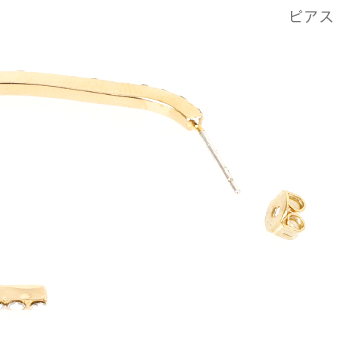 クリスタル カーブ フープ ピアス