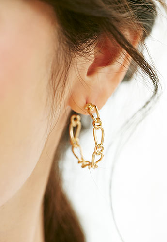 チェーン フープ ピアス