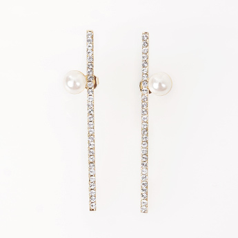 ライン クリスタル ピアス イヤリング