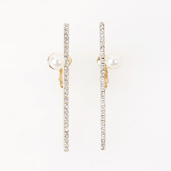 ライン クリスタル ピアス イヤリング