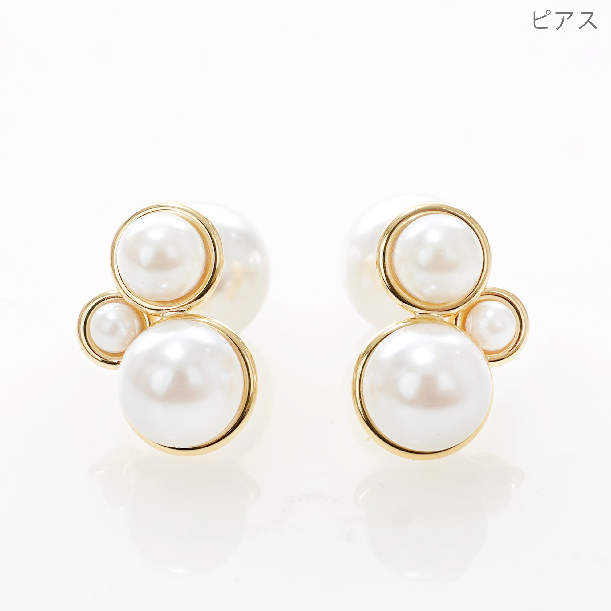 デコラティブ パール キャッチ ピアス イヤリング