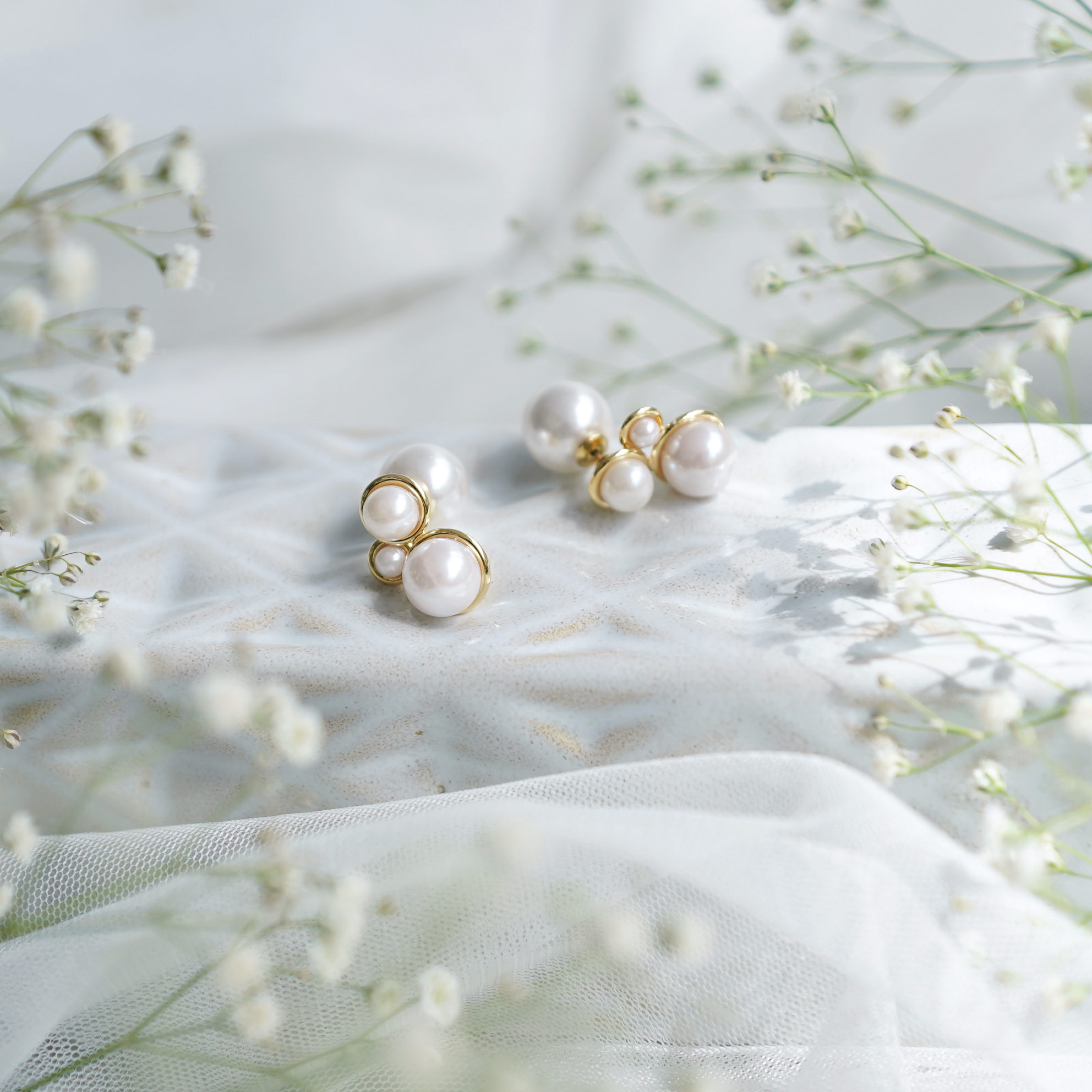 デコラティブ パール キャッチ ピアス イヤリング