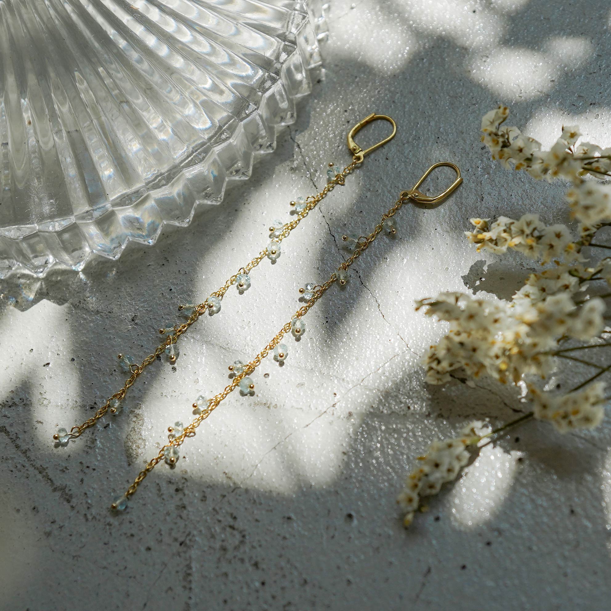 アクアマリン ロング ピアス イヤリング