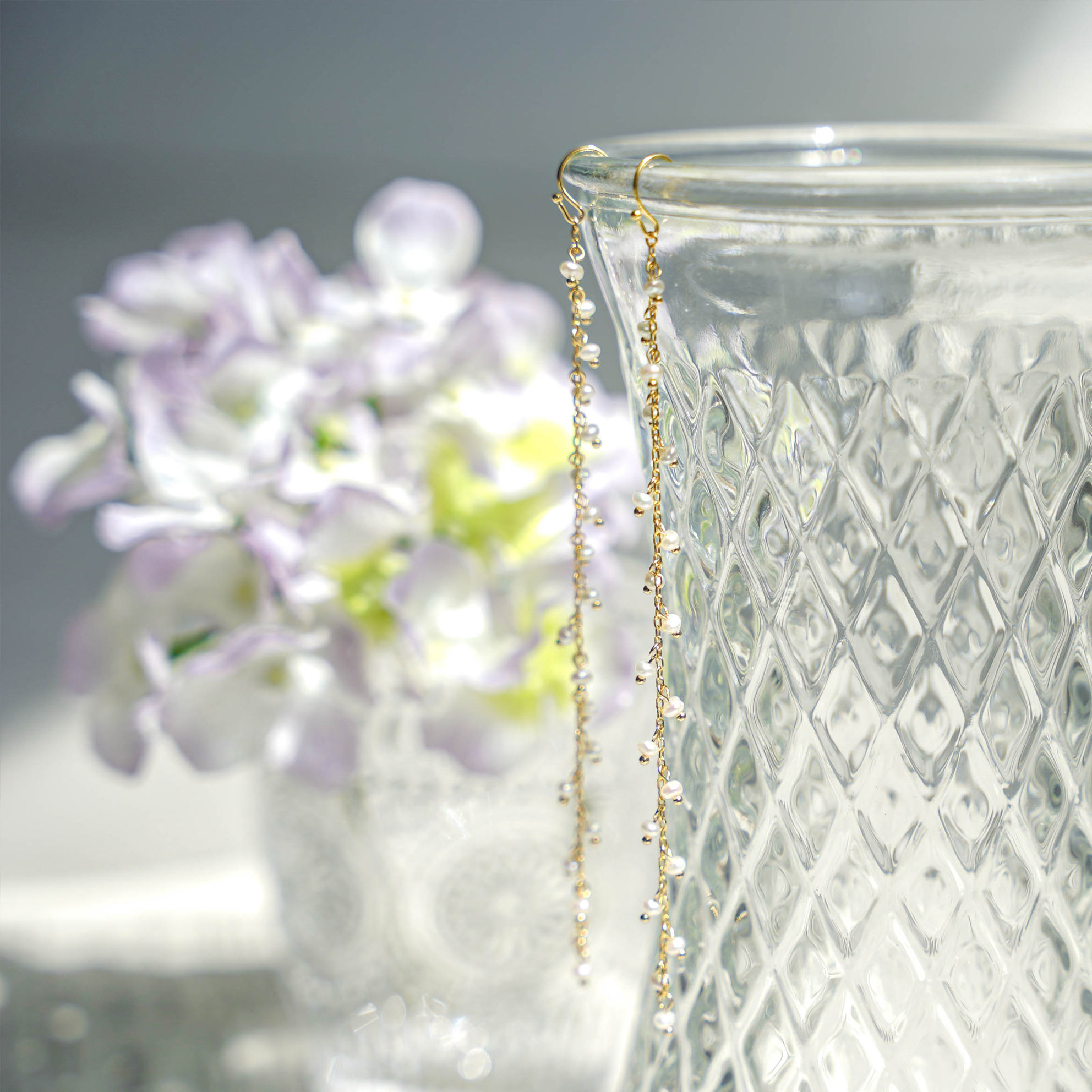 スプレー パール ピアス イアリング