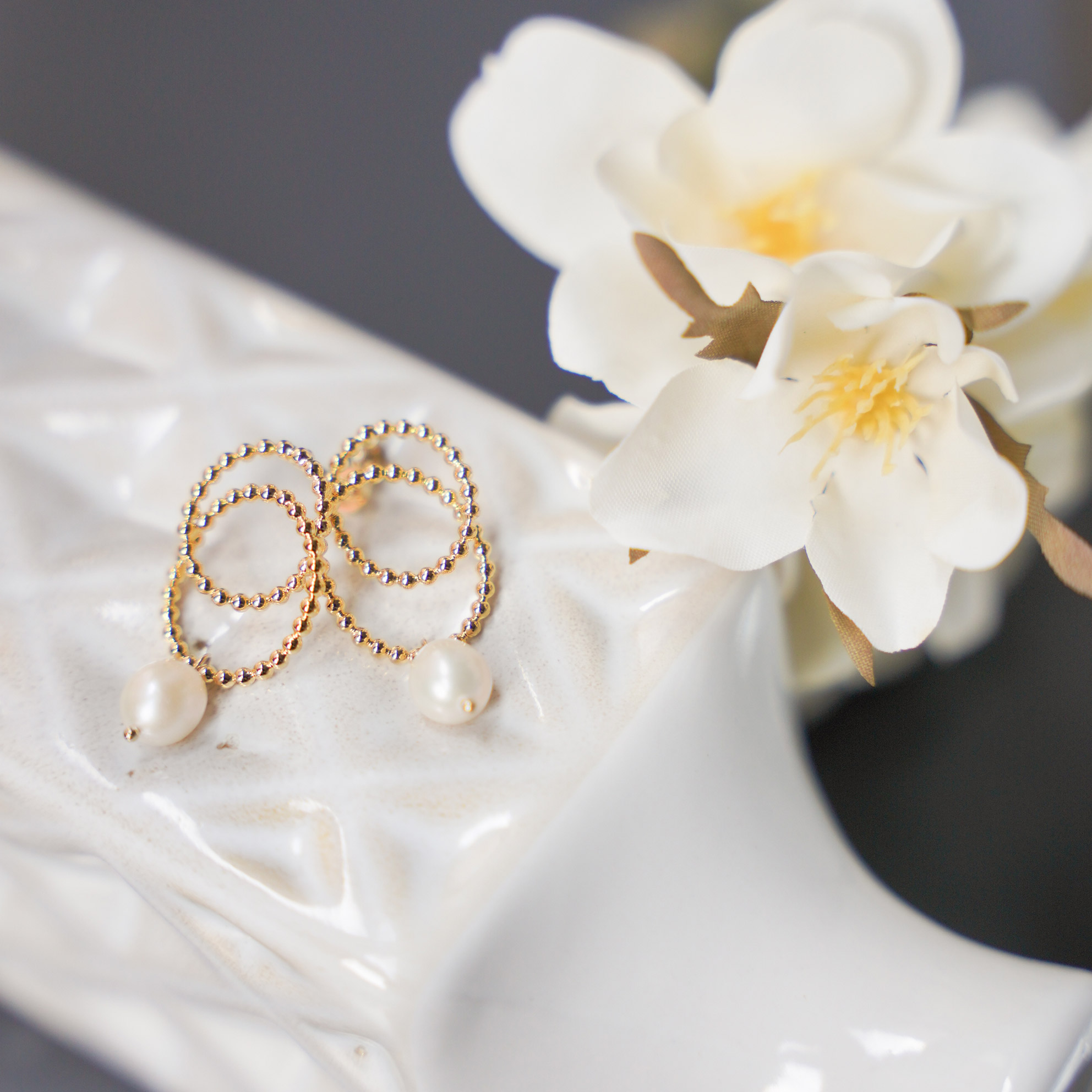 ダブル スタッズ リング ピアス イヤリング