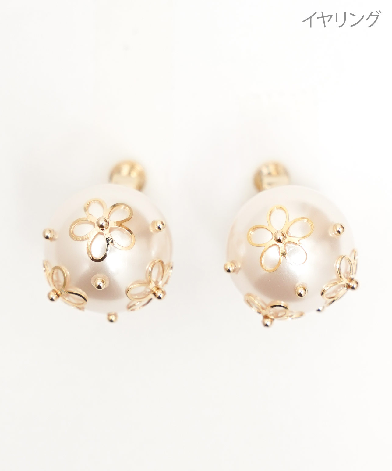 シースルー フラワー パール ピアス イヤリング