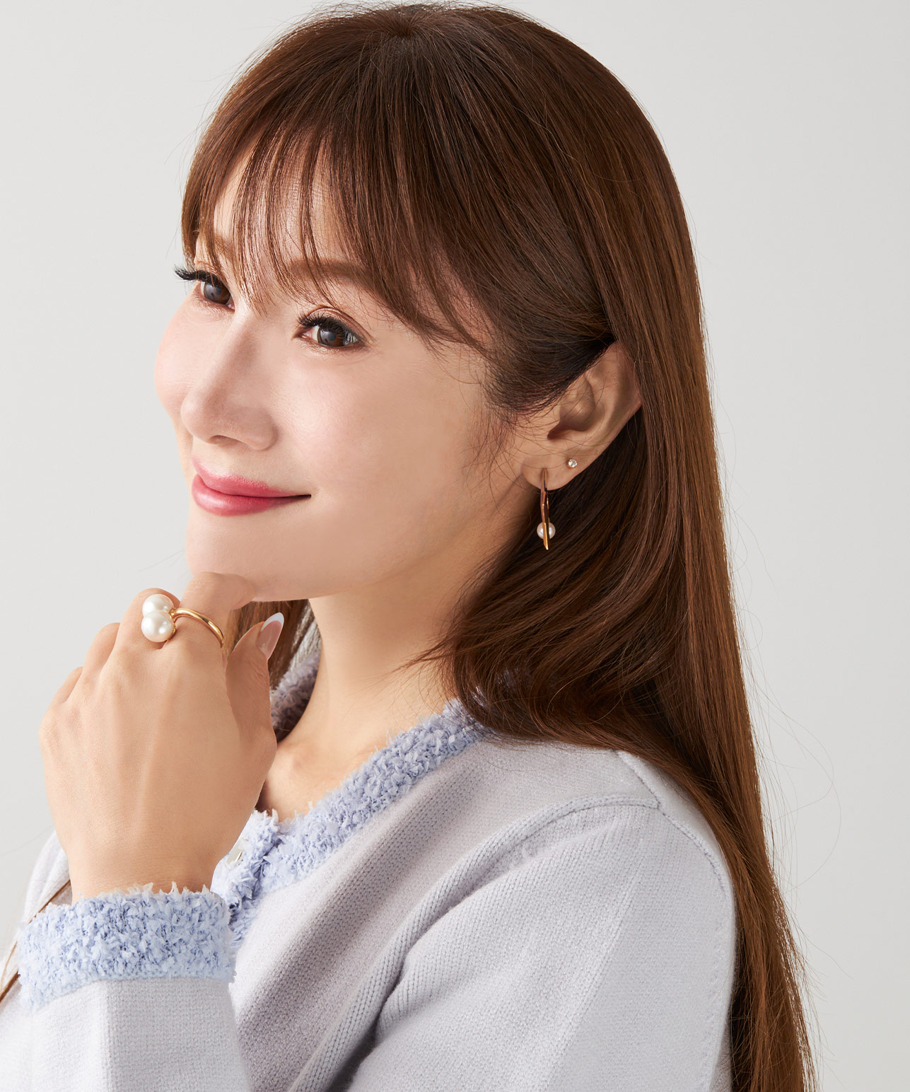  ツイスト ボリューム パール リング