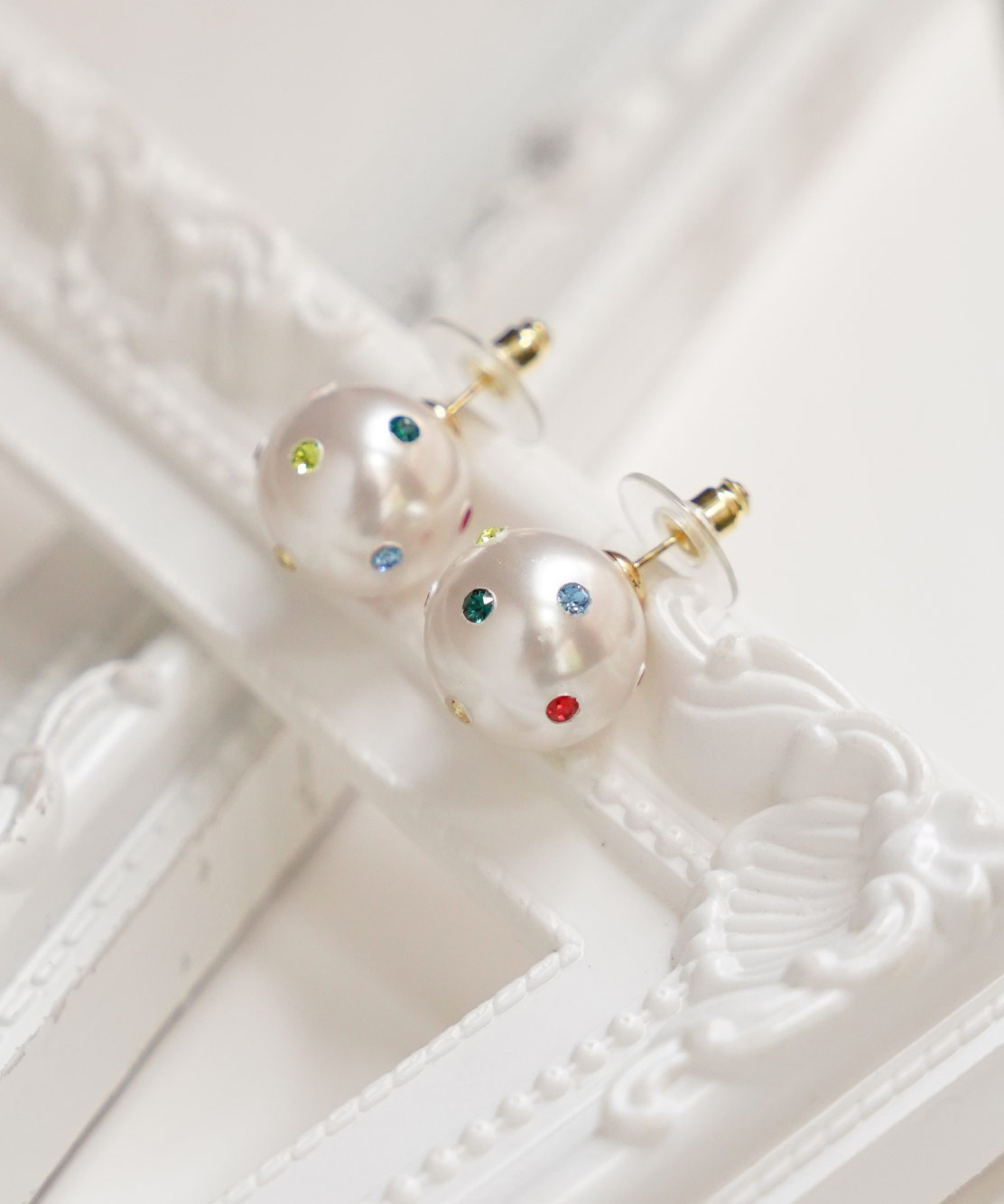 カラフル ストーン ワンポイント ピアス イヤリング