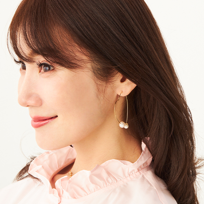 ハート フープ パール ピアス