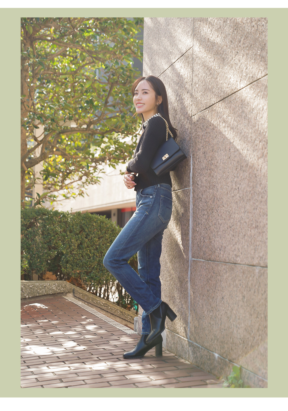 パール ネック ケーブルニット カーディガン lieulien×Chika