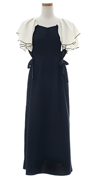 バイカラー フレアスリーブ サイドリボン ワンピース le reve vaniller