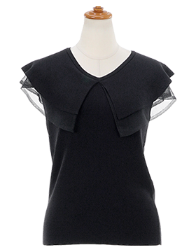 2段フリル襟 ノースリーブ ニット Liala×PG