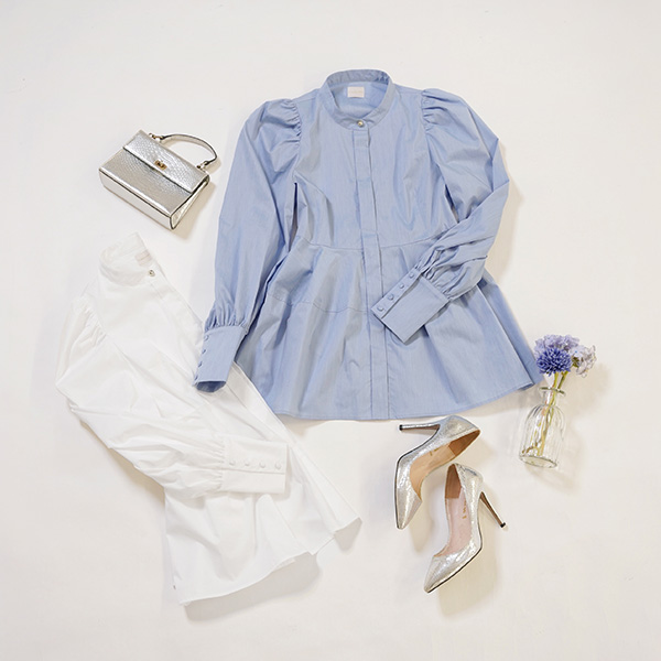 パフスリーブ コクーン ペプラム ブラウス Liala×PG