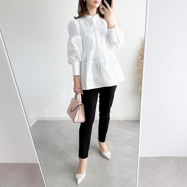 パフスリーブ コクーン ペプラム ブラウス Liala×PG