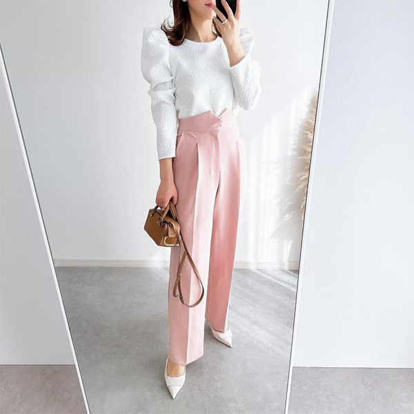 ふくれ ジャガード タックスリーブ ブラウス Liala×PG