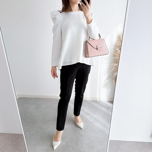 ふくれ ジャガード タックスリーブ ブラウス Liala×PG