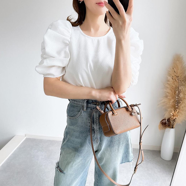 無地ドット ボリュームスリーブ ブラウス Liala×PG