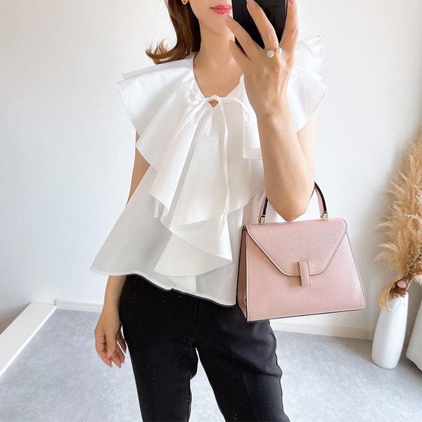 ラッフルカラー&フロント ブラウス Liala×PG