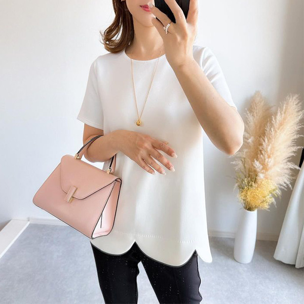 ダンボールニット スカラップヘム プルオーバー 半袖 Liala×PG