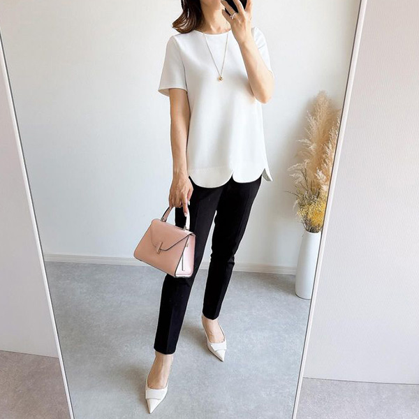 ダンボールニット スカラップヘム プルオーバー 半袖 Liala×PG