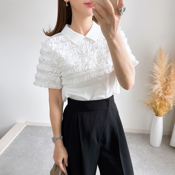 ホイップフリル 襟付き ブラウス Liala×PG