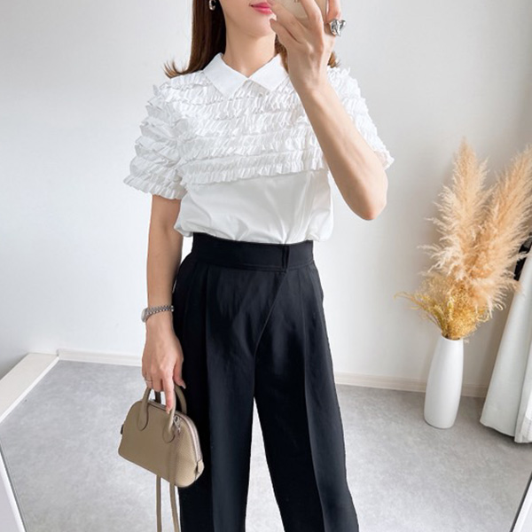 ホイップフリル 襟付き ブラウス Liala×PG